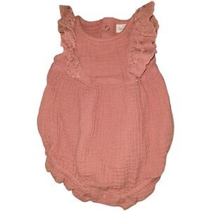 Cat & Jack Coral Waffle Knit Lace Flutter Sleeve Short Sleeve Newborn